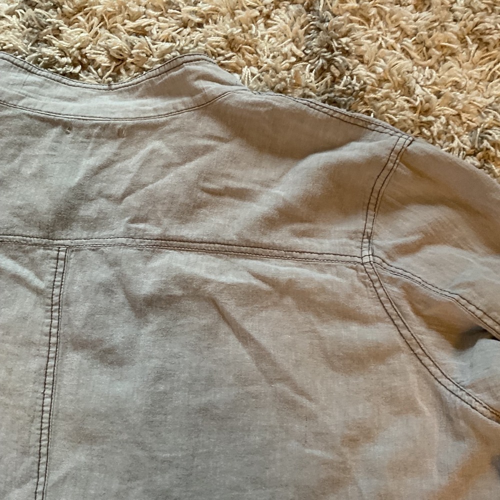 Maurices Womens Grey Linen Blend Full Zip Utility Jacket Mock Neck Size 3 Plus - Picture 7 of 15